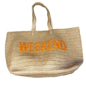 Weekend Large Straw Tote Beach Travel Bag Sand Color New With Tags